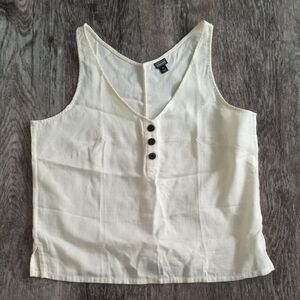 Patagonia Cream Sleeveless V-Neck Button Tank